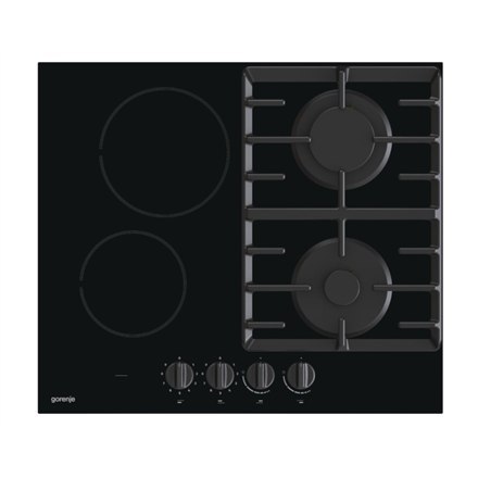 Gorenje | GCE691BSC | Hob | Gas on glass + vitroceramic | Number of burners/cooking zones 4 | Rotary knobs | Black