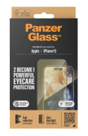 PanzerGlass | Screen protector - glass | Apple iPhone 15 | Glass | Black | Transparent