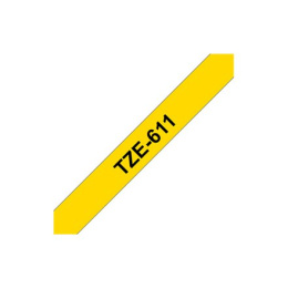 Brother | 611 | Laminated tape | Thermal | Black on yellow | Roll (0.6 cm)