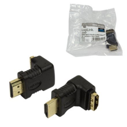 Logilink HDMI right angle adapter | 19 pin HDMI Type A | Female | 19 pin HDMI Type A | Male | Black