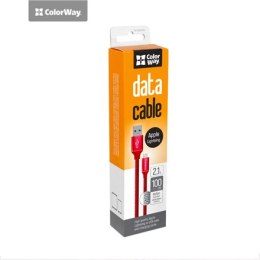 ColorWay Data Cable Apple Lightning Charging cable, Fast and safe charging; Stable data transmission, Red, 1 m