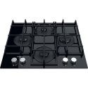 Hotpoint | HAGS 61F/BK | Hob | Gas on glass | Number of burners/cooking zones 4 | Rotary knobs | Black