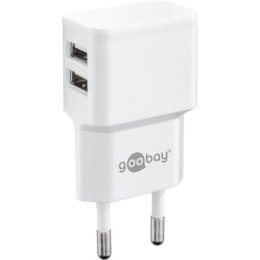 Goobay Dual USB charger 44952 2.4 A, 2 USB 2.0 female (Type A), White, 12 W