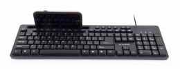 Gembird Multimedia keyboard with phone stand KB-UM-108	 USB Keyboard, Wired, US, Black