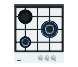 Simfer Hob H4.305.HGSBB Gas on glass, Number of burners/cooking zones 3, Rotary painted inox knobs, White