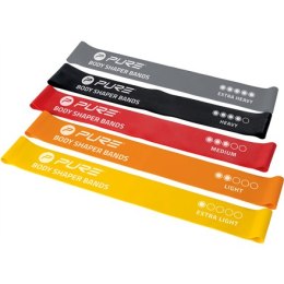 Pure2Improve Resistance Bands Set of 5 Black, Grey, Orange, Red, Yellow, Foam, Rubber