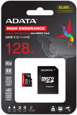 ADATA AUSDX128GUI3V30SHA2-RA1 Karta pamięci 128 GB, MicroSDXC, pamięć flash klasy 10, adapter, 80 MB/s, 100 MB/s