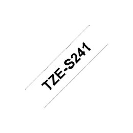 Mocno klejąca taśma laminowana Brother TZe-S241 czarno na białym, TZe, 8 m, 1,8 cm