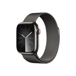 Apple Series 9 (GPS + Cellular) Inteligentny zegarek 4G Stal nierdzewna Grafit 41 mm Odbiornik Apple Pay GPS/GLONASS/Galileo/Bei