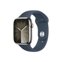 Apple Series 9 (GPS + Cellular) Inteligentny zegarek 4G Stal nierdzewna Storm blue 45 mm Odbiornik Apple Pay GPS/GLONASS/Galileo