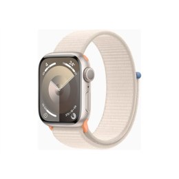 Apple Series 9 (GPS) Inteligentny zegarek Wykonany w 100% z aluminium pochodzącego z recyklingu Starlight 41 mm Odbiornik Apple 