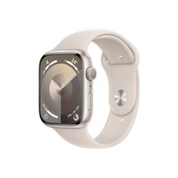 Apple Series 9 (GPS) Inteligentny zegarek Wykonany w 100% z aluminium pochodzącego z recyklingu Starlight 45 mm Odbiornik Apple 