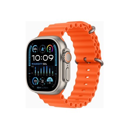 Apple Watch Ultra 2 GPS + Cellular, 49 mm tytanowa obudowa z pomarańczowym paskiem oceanicznym Apple Ultra 2 Inteligentny zegare