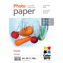 ColorWay Matte Photo Paper, 20 Sheets, A4, 190 g/m?