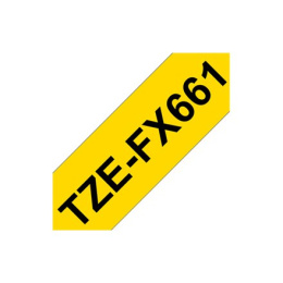 Brother TZe-FX661 Flexible ID Laminated Tape Black on Yellow, TZe, 8 m, 3.6 cm