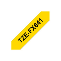 Brother TZ-FX641 Elastyczna taśma laminowana ID czarno na żółtym, TZe, 8 m, 1,8 cm