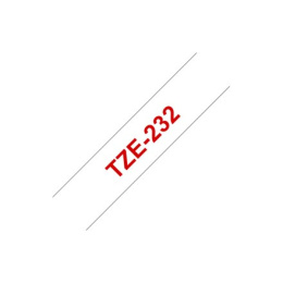Brother TZe-232 Taśma laminowana czerwona na białej, TZe, 8 m, 1,2 cm