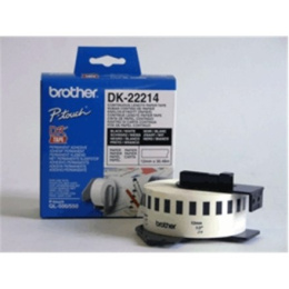 Brother DK-22214 Etykieta papierowa o ciągłej długości czarna, biała, DK, 12 mm, 30,5 m
