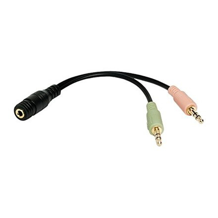 Logilink | Audio adaptor | Female | Mini-phone stereo 3.5 mm | Mini-phone 3.5 mm 4-pole | Black | 0.15 m
