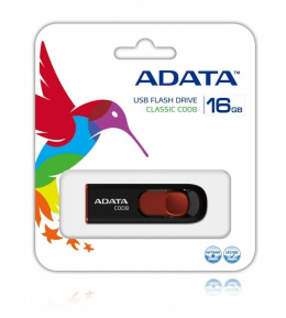 ADATA C008 16 GB, USB 2.0, czarny/czerwony