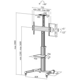 Logilink BP0025 TV stand cart, adjustable TV height, 37-70", max. 50 kg Logilink Floor stand, BP0025, 30-70 ", Maximum weight (c