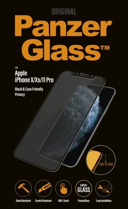 PanzerGlass P2664 Apple, iPhone X/Xs/11 Pro, szkło hartowane, czarne, przyjazne dla etui z filtrem prywatności